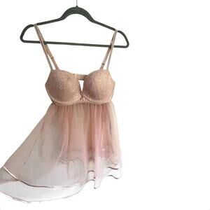 Peachy Pink Babydoll Lingerie Sleepwear Top L XL
